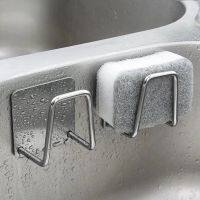 ❂♂♦ 1/2Pcs Kitchen สแตนเลสอ่างเหล็กที่วางฟองน้ำ Self Adhesive ท่อระบายน้ำ Rack ห้องครัวที่แขวนติดผนังอุปกรณ์เสริม Organizer