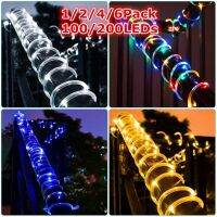 22M/12M/7M LED Rope Strip Light Solar Garland 1-6PC Waterproof Tube Fairy Light Strings Outdoor Garden Christmas Garland Decor