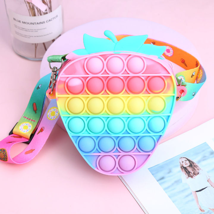 coin-purse-rodent-pioneer-bag-princess-bag-silicone-oblique-cross-rainbow-gift-decompression-hammer-cartoon-storage-wallet