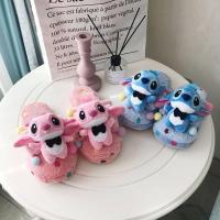 ♕☌ [GR] Cute Stitch Plush Slippers for Women Stuffed Cotton Shoes Winter Gifts Home Casual Slippers Creative Cute Soft Car