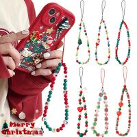 Ingenious Christmas Phone Wrist Strap Mobile Phone Chain Beaded Keychain Wristlet Lanyard Anti-lost for IPhone AirPods Samsung