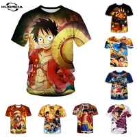 อะนิเมะใหม่หนึ่งชิ้น Luffy เด็กแบบแฟชั่นเด็กผู้หญิงเด็ก T เสื้อ3D สบายๆฤดูร้อนผู้ชายผู้หญิงตลกเสื้อยืดท็อปแบบตัวสั้น Tees