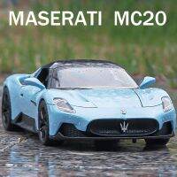 โมเดลรถโลหะผสม1:22 MC20ซุปเปอร์คาร์ Maserati มาเซราติพร้อมไฟเสียงแบบดึงถอยหลังของขวัญสำหรับเด็กคอลเลกชันโมเดลของเล่นหล่อขึ้นรูป