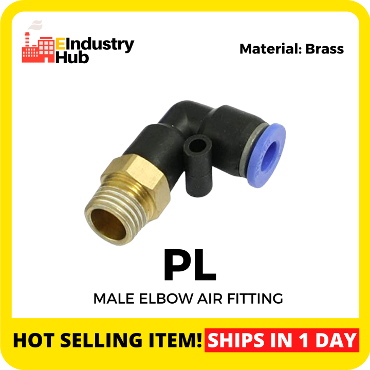 PL Pneumatic Male Elbow Air Fitting Male Thread Elbow Push In Push Lock