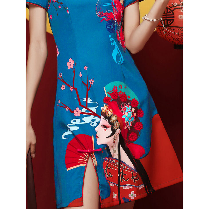 ชุด-cheongsam-น้ำแห่งชาติรุ่นปรับปรุงสไตล์จีนรุ่นเล็กย่อหน้าสั้นๆทอดถนนชุดฤดูร้อนหญิง-mtm561