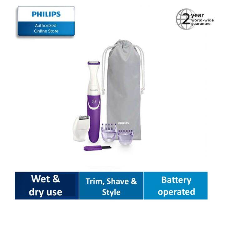 Philips BikiniGenie Bikini Trimmer battery operated BRT383/15 Wet