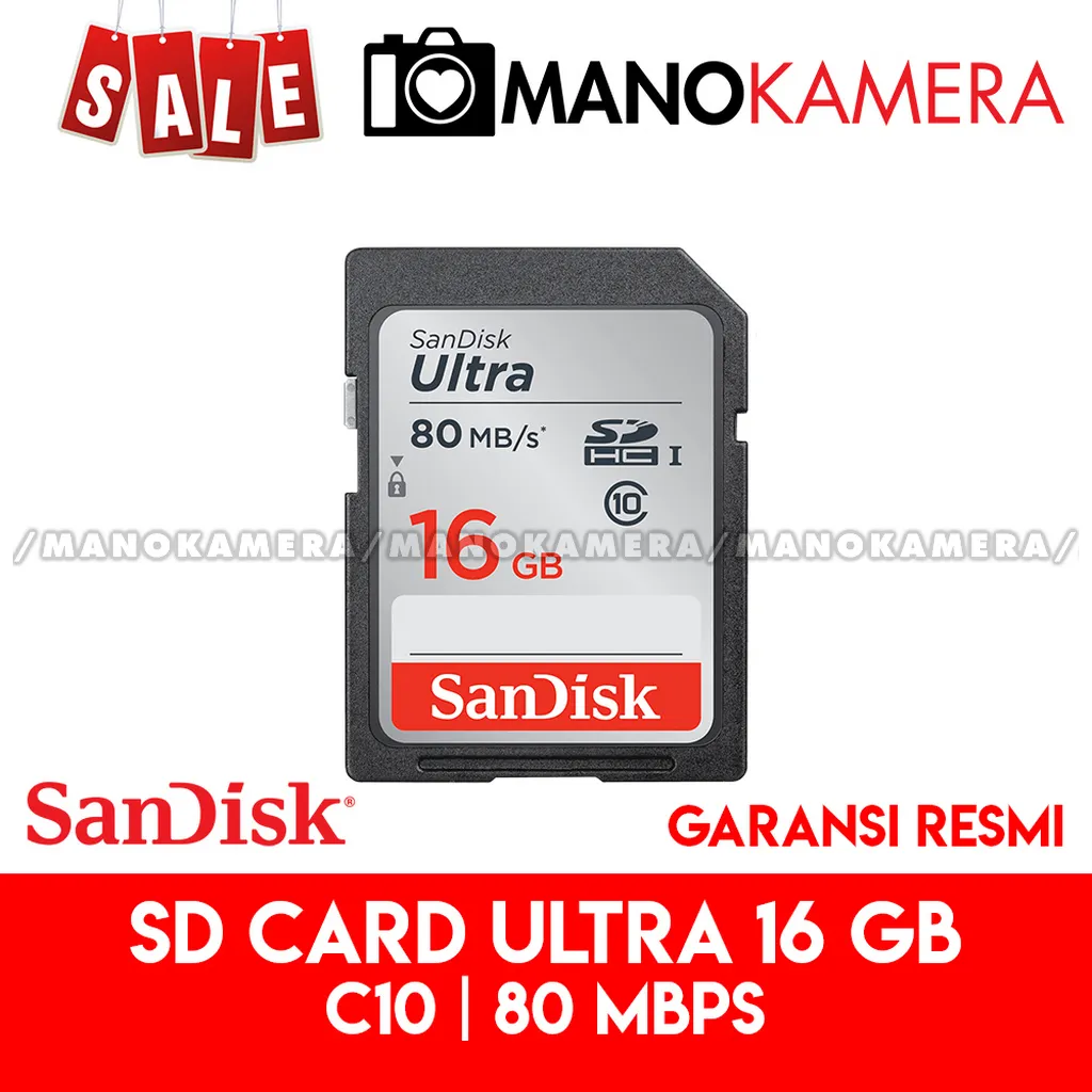 SD Card 16GB Sandisk Ultra Class 10 U1 UHS-I 80 MBps SDcard | Lazada  Indonesia
