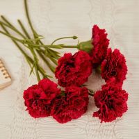 hotx【DT】 Artificial Flowers Silks Carnations Bouquet Pink Fake for Wedding Wall Mother Day