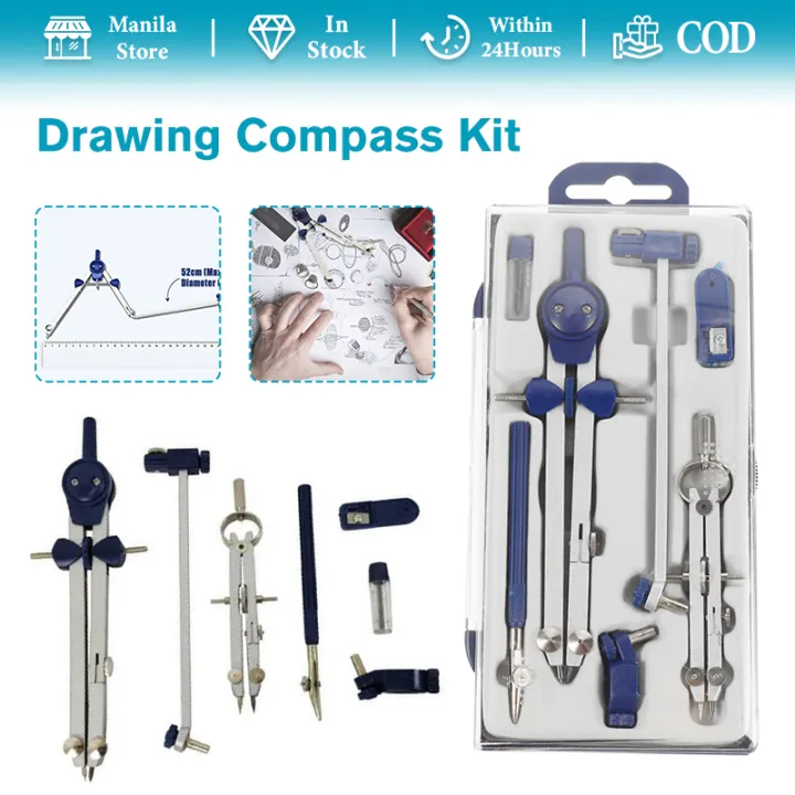 7Pack Professional Drawing Compass Kit Circle Drawing Tool with Extension Bar for Geometry