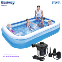 Bestway สระน้ำ เป่าลม สี่เหลี่ยม สีฟ้า 2.62x1.75x0.51 ม. รุ่น 54006/56483 + ที่สูบลมไฟฟ้า