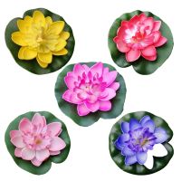 5pcs/set Artificial Floating Water Lily EVA Lotus Flower Pond Decor 10cm Red Yellow Blue Pink Light Pink Pool Simulation Lotus