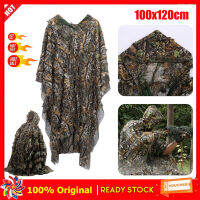 กีฬากลางแจ้ง3Dใบชุดกิลลี่สำหรับพรางตัวPoncho Camo Capeเสื้อคลุมStealth GhillieสูทCS Woodland H-Unting Poncho