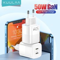 KUULAA เครื่องชาร์จ GaN 50W,USB ชาร์จเร็ว4.0 3.0 Type C PD สำหรับ iPhone 14 13 12 Pro Max