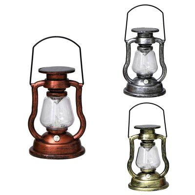 LED Solar Light Retro Oil Lanterns Solar Powered Hanging Light Outdoor Portable Lantern Courtyard Garden Decor