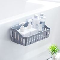 [COD] Wholesale toilet hollow bathroom shelf free punching large seamless plastic wall-mounted storage basket