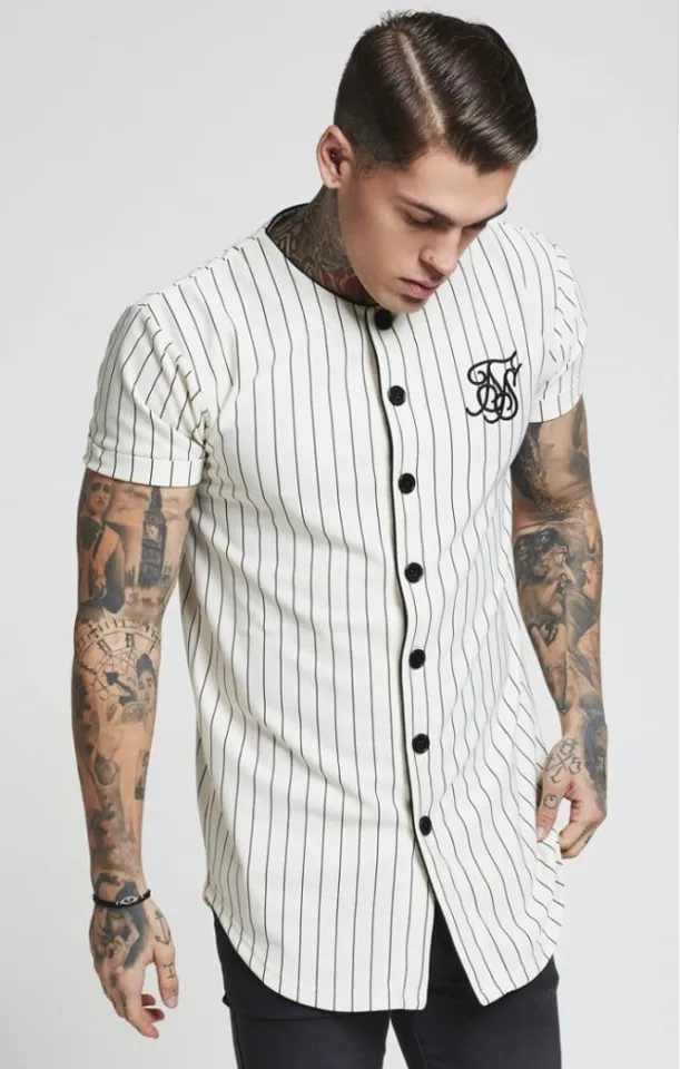 SIM Summer fashion Mens Tees Fashion Streetwear Hip Hop sik silk baseball  jersey striped shirt