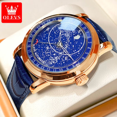 OLEVS Starry Sky นาฬิกาสำหรับผู้ชายอินเทรนด์แฟชั่นแบรนด์เดิมส่องสว่างกันน้ำวิศวกรรมนาฬิกาผู้ชาย