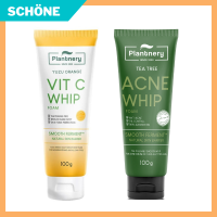 โฟมล้างหน้า แพลนท์เนอรี่ วิป โฟม 100 กรัม Plantnery Tea Tree Acne / Yuzu Orange Vit C Whip Foam 100g. สูตรส้มยูสุ วิตามินซี ฟองหนาละเอียด ปรับผิวขาวกระจ่างใส สูตรสำหรับผิวที่มีปัญหาสิว ผิวมัน รับประกันของแท้ Schone