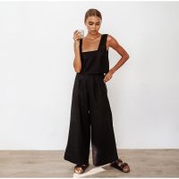 [COD] 2022 summer new French style loose casual wide-leg square collar vest womens and linen suit