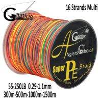 สาย PE ปลาสเตอร์เจียนเอ็นตกปลา16เส้นสายถักสายตกปลา Multifilament หลากสี55LB-250LB ทะเลยาว1500ม. 1000ม. 500ม. 300ม.