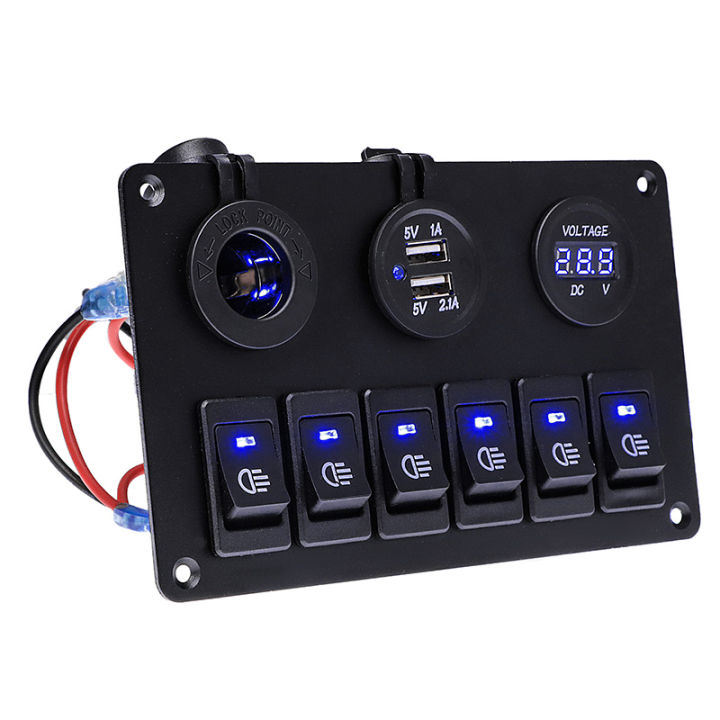 Gang LED Switch Panel 12V Power Outlet USB Charger 3.1A Digital Voltmeter Toggle  Switch Control For Car Boat Camper Marine RV Lazada PH