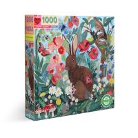 eeBoo Poppy Bunny 1000 Pc Sq Puzzle จิ๊กซอว์รูปกระต่ายในสวนดอกไม้ แบบ 1000 ชิ้น