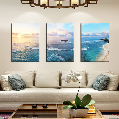 Custom Beautiful Seascapes HD Blue Sea Wave Art Prints Wallpaper Poster Landscape Picture For Home Ho Decor Drop shipping