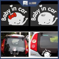 LLSBB สติกเกอร์ติดรถยนต์สีขาวและสีดำมีกาวติดหน้าต่างสติ๊กเกอร์ไวนิลติดรถยนต์ "ทารกในรถ"