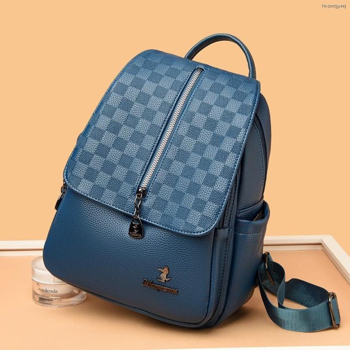 handbag-branded-2023หนังนิ่มลายนูนลายตารางหมากรุกกระเป๋าเป้สะพายหลังสินค้าอินเทรนด์ปกใหญ่สุภาพสตรีกระเป๋าเดินทางกระเป๋าเป้สะพายหลังโรงงานกระเป๋าน