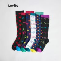 Lovito ถุงเท้ากีฬา ระบายความชื้น สีพื้น สไตล์ลำลอง สำหรับผู้หญิง 6 คู่ L48L091 (หลากสี)