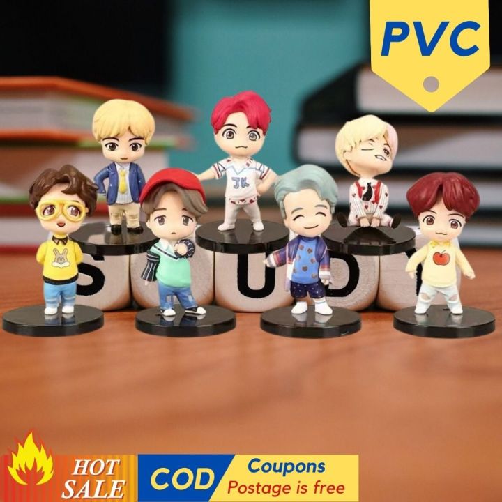 Kpop BTS Bangtan Boys Figurine Set Cute Mini Figurine Model Ornament ...