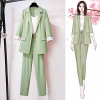 COD DSFGERRTYTRRE 3 Pieces Set 2020 Summer Thin Fashion Casual Suit Women Chic Outfits Single Breasted Long Sleeves Blazer Jacket Camisole Long Pants