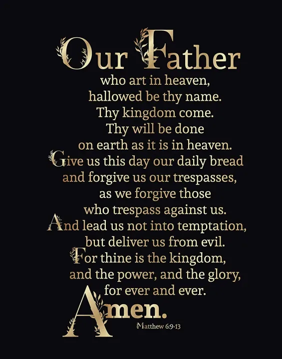 Lord's Prayer Wall Art Christian Posters Scripture Wall Art Biblical Art  Black Background 0627 | Lazada PH