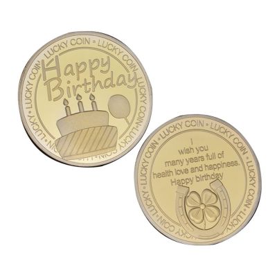 Russian Happy Birthday Cake Commemorative Coin Silver Plated Blessing Lucky Replica Coins Souvenir Mothers Day Gifts Collection