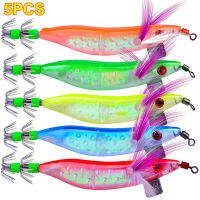 Woola 5ชิ้น/ล็อต Night Luminous squid JIG 10cm prawn Hook ไม้กุ้งสีเหยื่อ