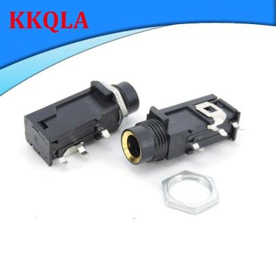 QKKQLA Shop 6.35mm 3pin power Socket PCB Panel Female Mount Audio Jack Speaker Connector cable Adapter 1/4 Inch 6.5 Mono plug Microphone