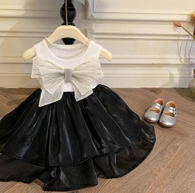 Retail New Baby Girls Boutique Fashion Bow Vest Dress Princess Kids Elegant Party Dress 2-7 T