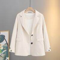 【มีไซส์ใหญ่】Plus Size Womens V-neck Button Up Spring Autumn Blazers Long Sleeved Black Beige Ladies Office-wear Female Outerwear