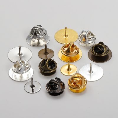 【CW】 50Sets/lot Squeeze Badge Holder Butterfly Clasp Pin Back Brooch Clutch Care Cap Nail Tie Stoppers Rhodium Jewelry Findings
