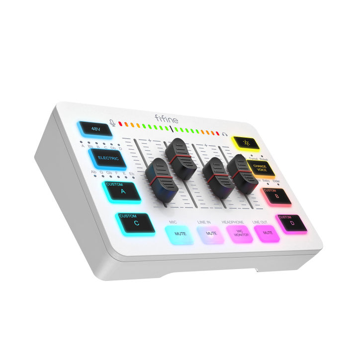 fifine-gaming-audio-mixer-สตรีมมิ่งมิกเซอร์-rgb-4ช่องสัญญาณพร้อมอินเทอร์เฟซไมโครโฟน-xlr-สำหรับเสียงเกม-พอดคาสต์-แอมพลิเกม-sc3