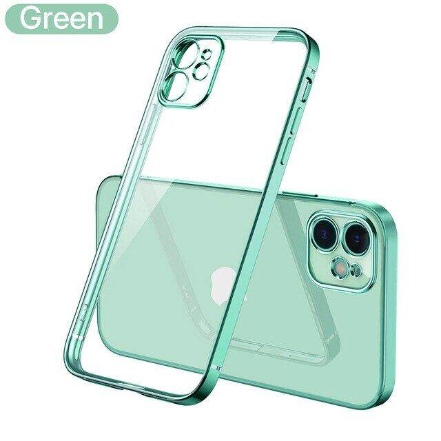 หรูหราชุบสแควร์กรอบกรณีใสสำหรับiphone-12-11-pro-max-iphone-x-xs-xr-7-8พลัสse-2020กรณีเคสโทรศัพท์อ่อนใสปกที่มีอยู่