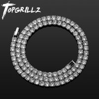 TOPGRILLZ Classic Micro Tennis Necklace 2.5-5mm Iced Out CZ Tennis Chain with New Fold Over Clasp Hip Hop Jewelry For Party Gift