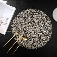 Round Placemats Restaurant Hollow PVC decoration Meal Mat Anti-hot Dining Table Line Mat Steak Plate Pad 6pcs 4PCS