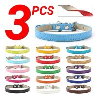 【CW】 3 Pcs/Lot Soft PU Leather Cat Collar Solid Color Puppy Necklace Collar For Cat Kitten Accessories Pet Supplies Chihuahua XS/S/M