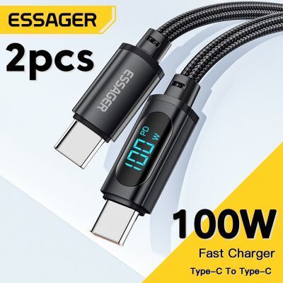 Essager 2PCS 100W USB Type C To USB C Cable Display 5A Fast Charging USB C Data Cord For Huawei Samsung S22 Poco F3 Laptop iPad Docks hargers Docks Ch