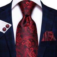 Hi-Tie Paisley Wine Red 100% Silk Mens Tie NeckTies 8.5cm Ties for Men Formal Business Luxury Wedding Neckties Quality Gravatas Ties