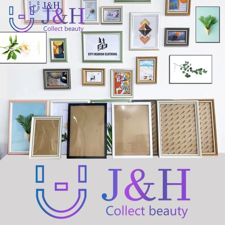 J&H Photo Frame 3R/4R/5R/6R/8R/A4/A3/ Size Wall Decor with 2 Hooks Only