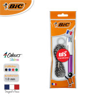 BIC บิ๊ก ปากกา 4 Colours Shine ปากกาลูกลื่น น้ำหมึก4in1 หัวปากกา 1.0 mm.(Purple) (ฟรีสายคล้องคอ)