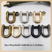 YINSH 5pcs ทองเหลืองที่เป็นของแข็ง Carabiner กุญแจห่วงกุญแจ ทองแดงบริสุทธิ์ ตะขอพวงกุญแจ 10รูปแบบ ถอดออกได้ หัวเข็มขัดบัคเกิล อุปกรณ์เสริม DIY กระเป๋าเดินทาง