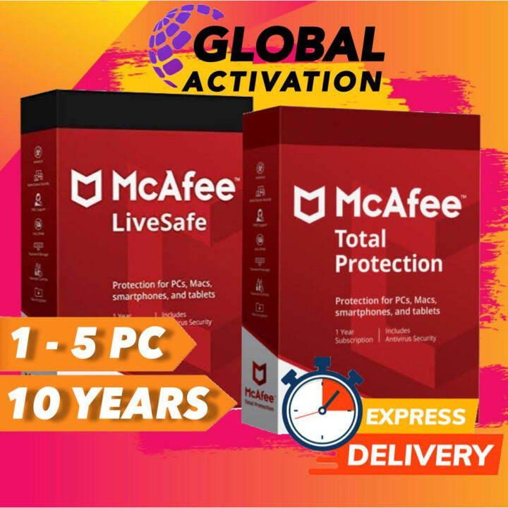 ♖ORIGINAL McAfee TOTAL PROTECTION LIVESAFE ANTIVIRUS LATEST VERSION 10 ...